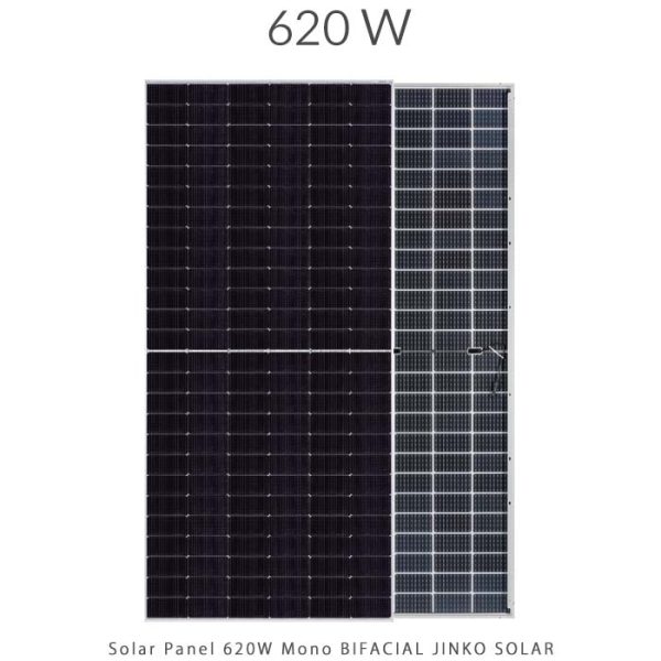 Solar-Panel-620W-Mono-BIFACIAL-JINKO-SOLAR-600x600 پنل خورشیدی 620 وات مونو کریستال مدل بایفشیال N-Type برند JINKO SOLAR - Image 1